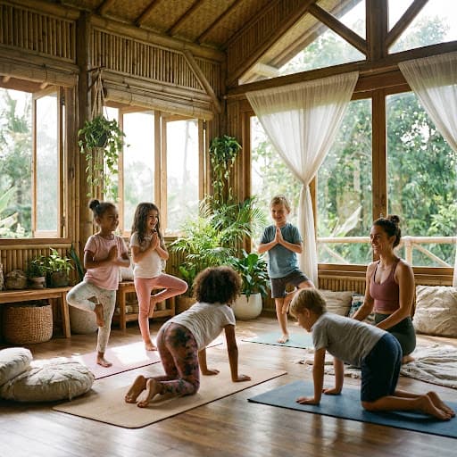 Children enjoying a mindful kids yoga class